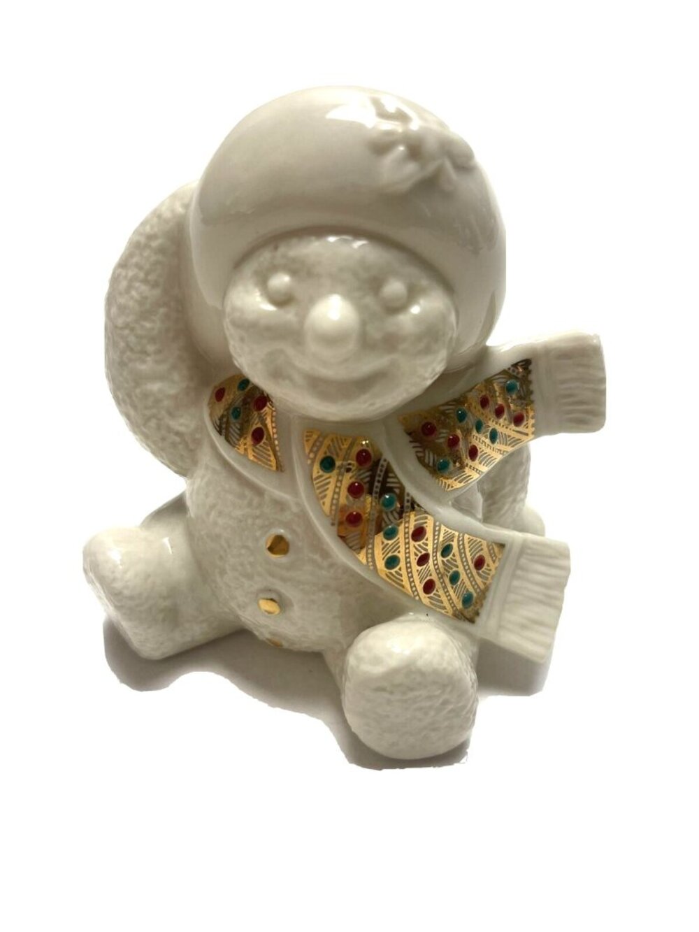 Lennox Ceramic Christmas Bear With Gold Scarf Figurine 3"
